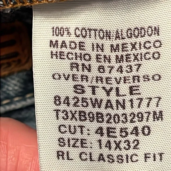 Polo Ralph Lauren Classic Fit Blue Jeans Size 14 - Picture 8 of 10